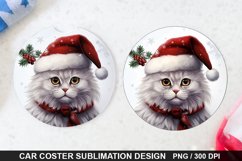 Christmas Cat Car Coaster PNG, Funny Cat Car Coaster Product Image 1