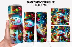 Snowman Skinny Tumbler 20oz Wrap Design, Christmas Tumbler Product Image 1