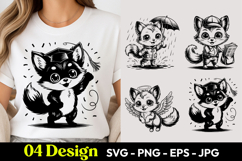 Black Fox Cartoon SVG PNG Product Image 1