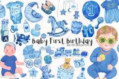 First Birthday Baby Boy Clipart Product Image 1