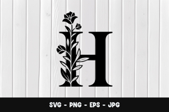 Decorative Letter H Floral SVG, PNG Product Image 1