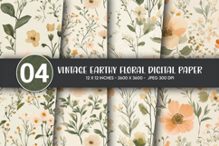 Vintage Earthy Floral Digital Paper Product Image 1