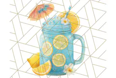 Sky Blue and Sunshine Yellow Summer Clipart PNG, Tropical Product Image 3