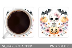 Cute Skeleton Coaster Design. Halloween Coaster Sublimation Product Image 1
