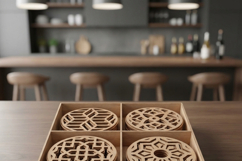 Geometric Laser Cut Coaster Set with Storage Box Patterned Product Image 6