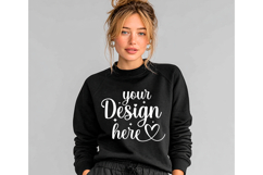 Gildan 18000 Black mockup, Gildan blank mockup Product Image 1