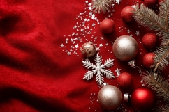 Red Christmas Background, Christmas Glitter Balls Background Product Image 1