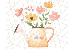 Pastel Watercolor Spring Clipart, Cheerful Floral Png Design Product Image 3