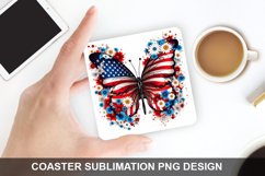 4Th Of July Butterfly- Coaster Sublimation Design Product Image 1