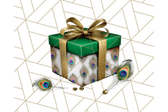 Peacock Christmas Clipart in Jewel Tones, Christmas Png Product Image 3