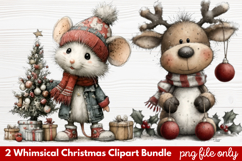 2 Whimsical Christmas Clipart | Cute Festive Holiday PNG Product Image 1
