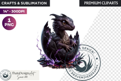 Cute Baby Dragon in a egg Clipart, dragon egg, Fantasy PNG Product Image 1