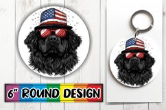 Car Coaster Sublimation - Dog with American Flag Round Product Image 1