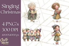 Christmas Carolers Clipart PNG, Holiday Choir Clip Art Product Image 1