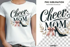 Cheer Mom PNG, Coquette Bow Cheer Mom Shirt Design Product Image 1