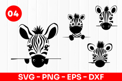Cute Zebra Cartoon Safari Animal SVG PNG Product Image 1