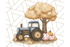 Fall Tractor Clipart PNG, Vintage Tractors With Pumpkins Product Image 3