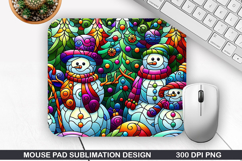 Snowman Mouse Pad Sublimation, Christmas Mouse Pad PNG Product Image 1