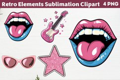 Retro Elements Sublimation Clipart, Sublimation PNG Product Image 1