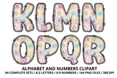 Floral Patchwork Alphabet &amp; Numbers Clipart 144 PNG 300 DPI Product Image 3