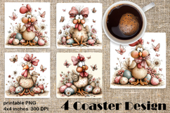 Happy Easter Square Coaster Sublimation. Funny chicken Product Image 1