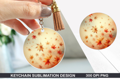 Flower Keychain Sublimation - Autumn Keychain PNG Design Product Image 1