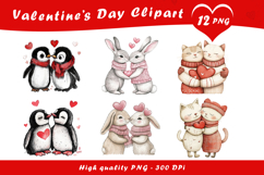 Valentine Cute Animals Clipart PNG Product Image 1