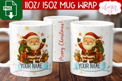 Custom Christmas mug wrap PNG, Cute Santa mug PNG Product Image 1