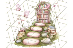 Bookish Fairy PNG Clipart, Whimsical Reading Elements Png Product Image 3