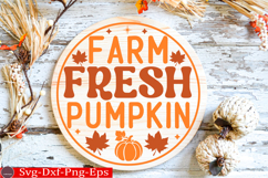 Farm Fresh Pumpkin Fall Round Sign SVG Product Image 1