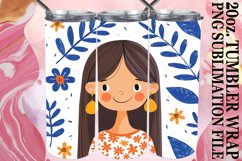 Graceful Woman and Flowers Tumbler Wrap Sublimation 20oz Product Image 1