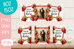 Strawberry photo mug wrap PNG, picture mug template PNG Product Image 3