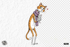 Whimsical Cat Mom With Kitten Clipart Product Image 1