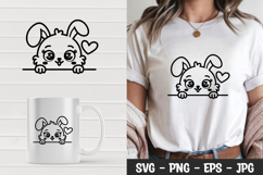 Cute kawaii peeking bunny t-shirt, mug wrap, svg design Product Image 1