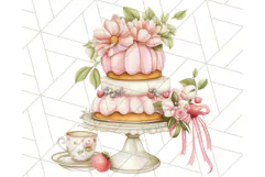 Pastel Tea Clip Art PNG with Sweets and Floral Accents Png Product Image 3