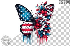 4Th Of July Flora Butterfly - Sublimation 4th of July PNG Product Image 1