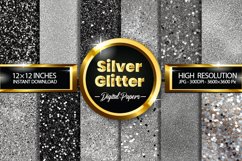 Silver Glitter Pattern Digital Papers, Glitter Paper Product Image 1