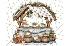 Cozy Christmas Market Stall Clipart PNG, Holiday Art Png Product Image 3