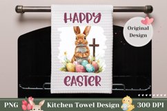 Happy Easter Kitchen Towel, Floral Easter Cross Sublimation Product Image 1