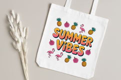 Retro Summer Vibes Bubble Letters with Flamingos Product Image 5