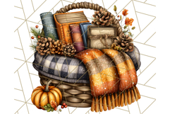 Autumn Library Clipart PNG, Cozy Fall Book Art Product Image 3