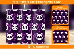 Cute Panda Tumbler Wrap Designs, Sublimation Wrap Product Image 1