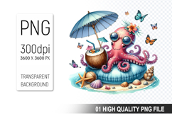 Summer Animals Clipart PNG Bundle, Tropical Summer Animals Product Image 16