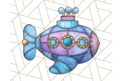 Stained Glass Sea Creatures PNG Clipart, Ocean Fantasy Product Image 3