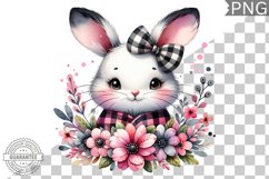 Bunny With Flowers Sublimation - Clipart PNG Design Product Image 1