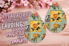 Tropical Flower Sublimation Teardrop Earring Design PNG Product Image 1