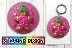Holiday 3D Gingerbread Man Round Design Sublimation Product Image 1