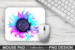 Magical Purple Cyan Sunflower Sublimation Mouse Pad Design Product Image 1