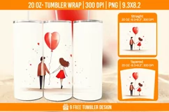 Valentines day Tumbler Wrap Designs, Sublimation Wrap Product Image 1