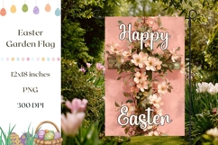He Is Risen Garden Flag, Wooden Christian Cross PNG Product Image 1